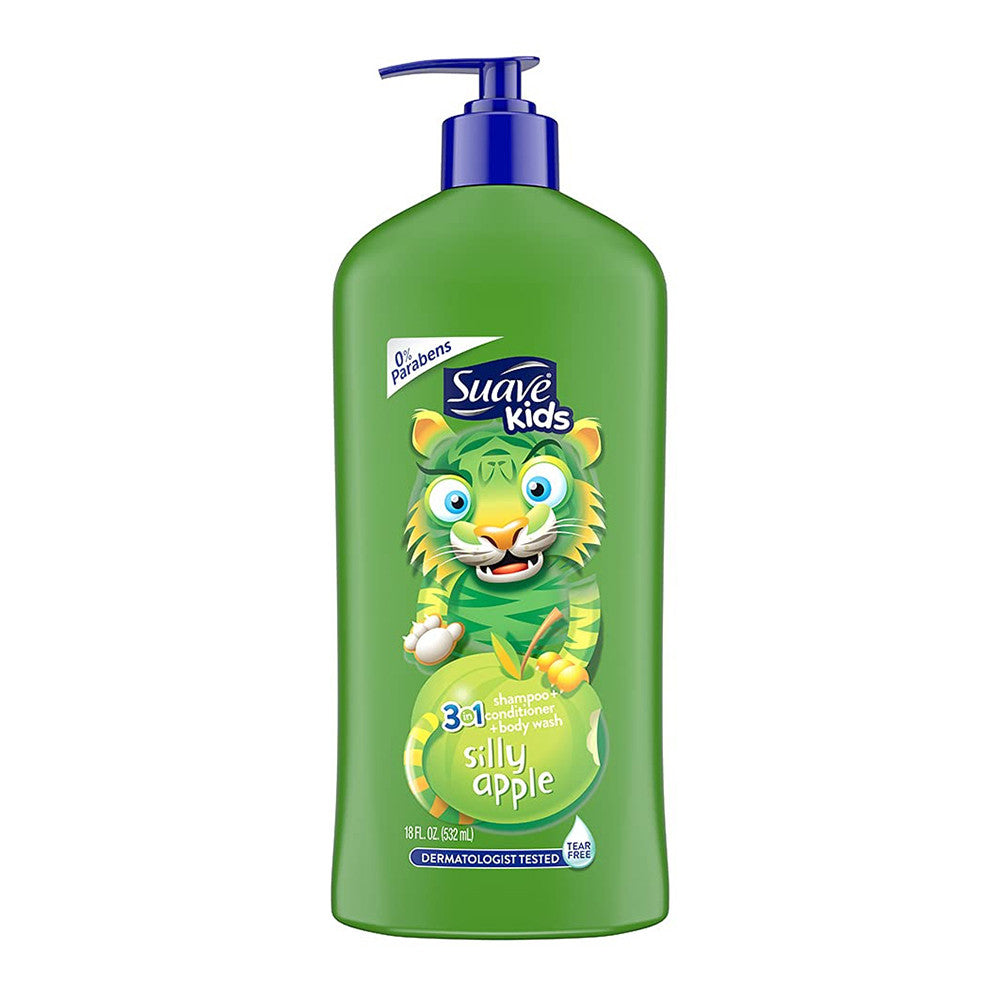 Suave Kids Shampoo And Conditioner With Body Wash 3 In 1, Silly Apple, 18 Oz